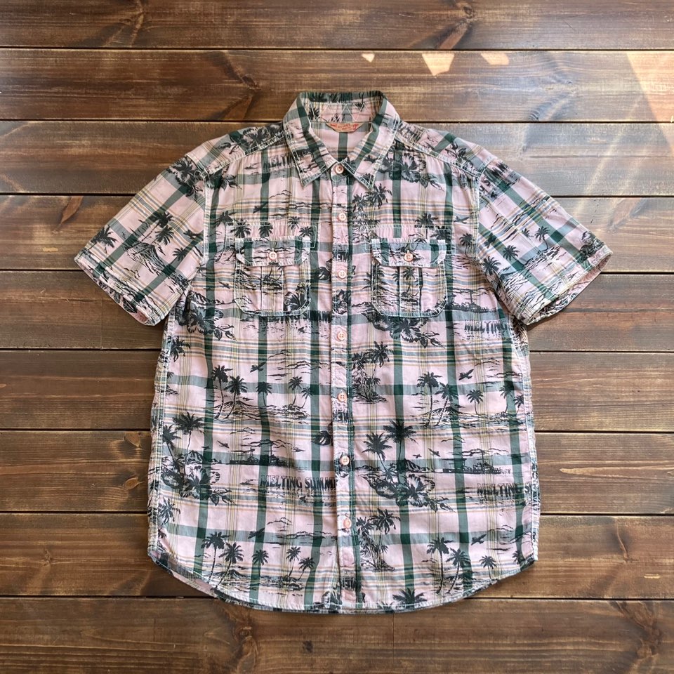 Avirex linen blended tropical shirt L (105)