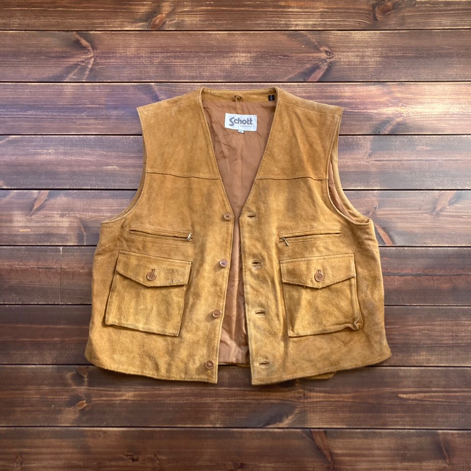 1990&#039;s Schott n.y.c suede leather vest XL (100-105)