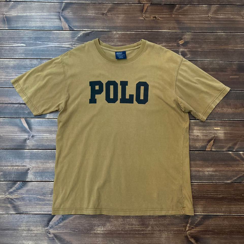 Polo ralph lauren 90&#039;s camel spell out t shirt (L)