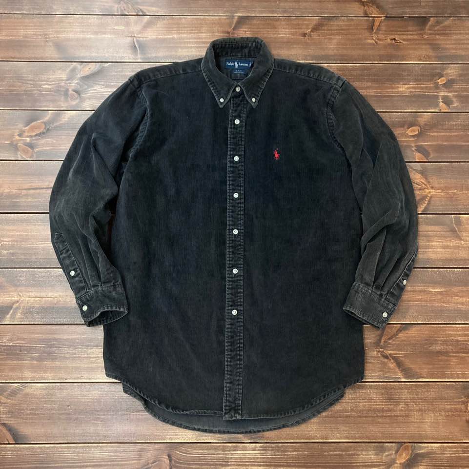 90&#039;s Polo ralph lauren black corduroy shirt BLAIRE M (110)