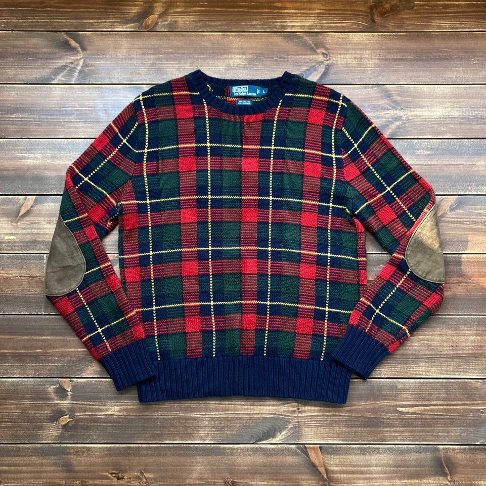 Polo ralph lauren cashmere blended tartan check sweater L (100-105)