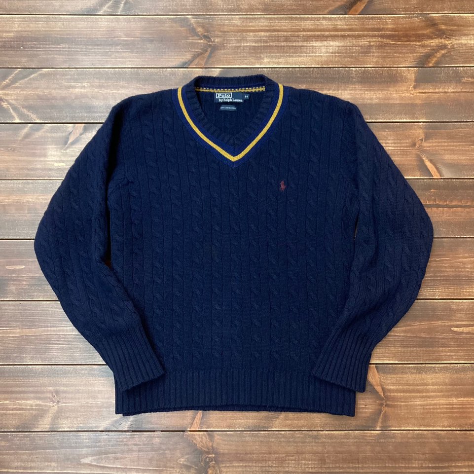 90&#039;s Polo ralph lauren navy lambs wool cricket sweater 95 (100)