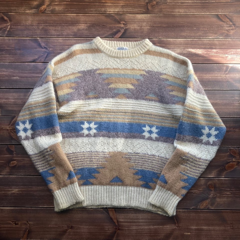 Lincoln made in scotland aztec wool sweater L (105-110)