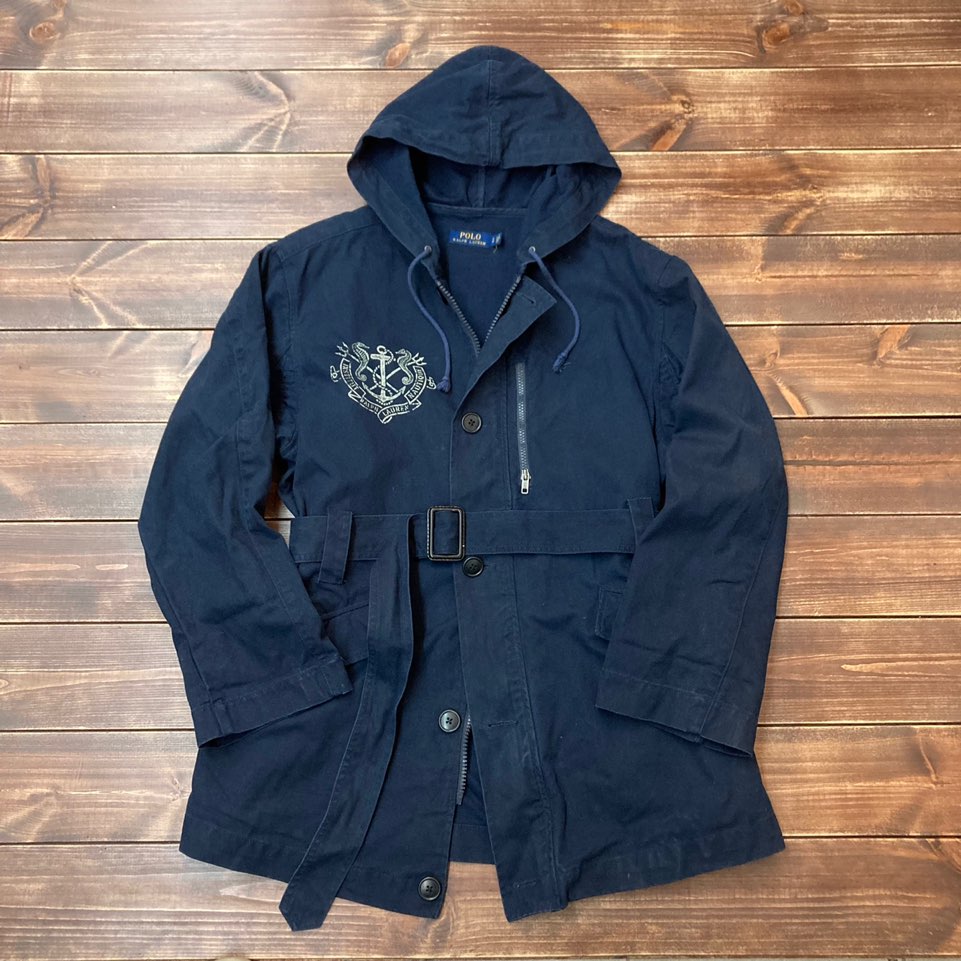 Polo ralph lauren naval USRL anchor stencil military belted parka S (105)