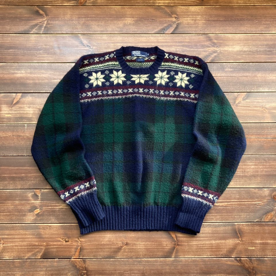 90&#039;s Polo ralph lauren  nordic wool sweater M (105)
