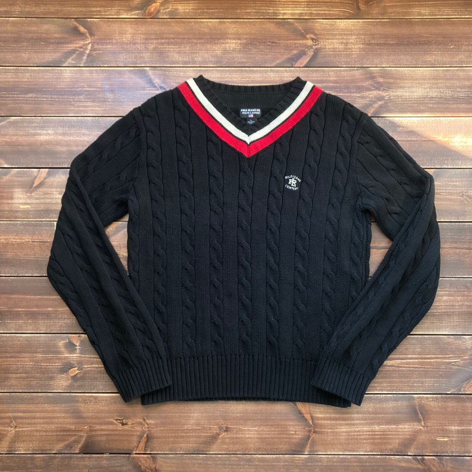 Polo jeans company black cotton cricket sweater XL (110)