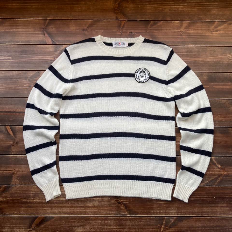 Captain santa stripe wool sweater M (loose 100)