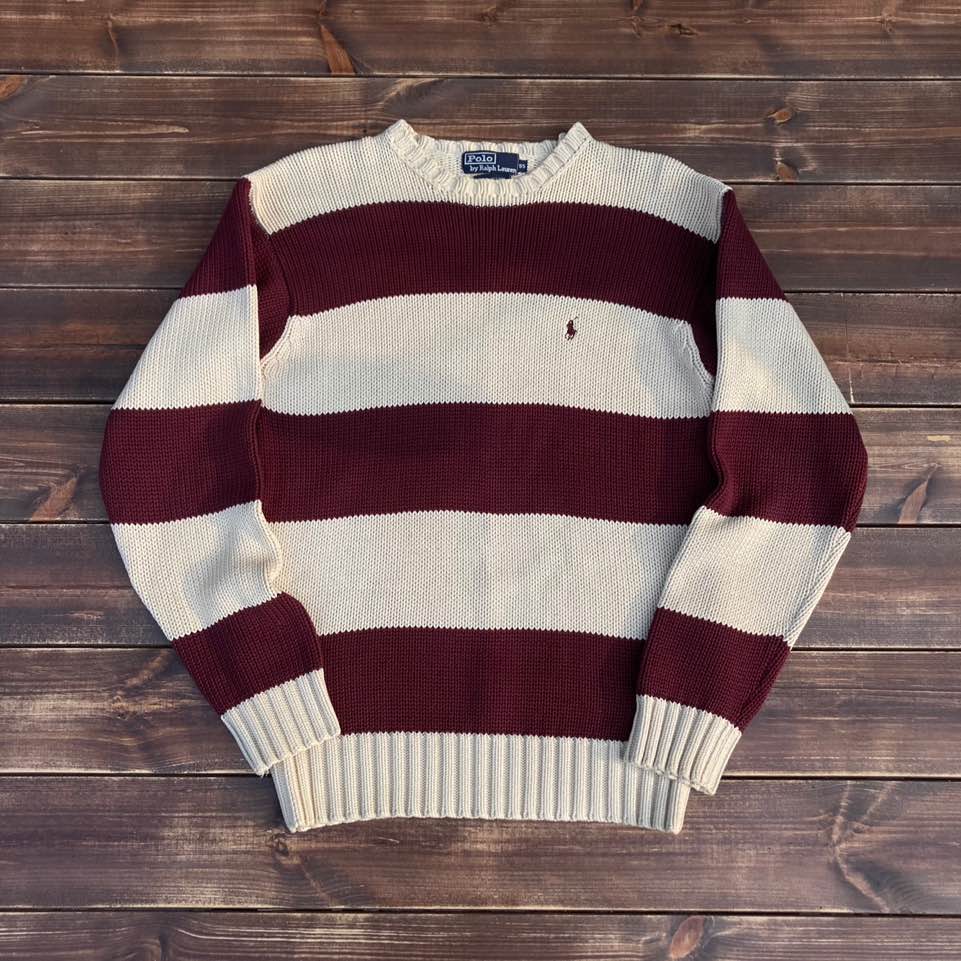 1990&#039;s Polo ralph lauren stripe cotton sweater 95 (100-105)