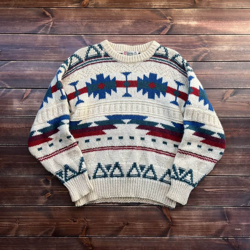 made in scotland pure wool aztec sweater (105)
