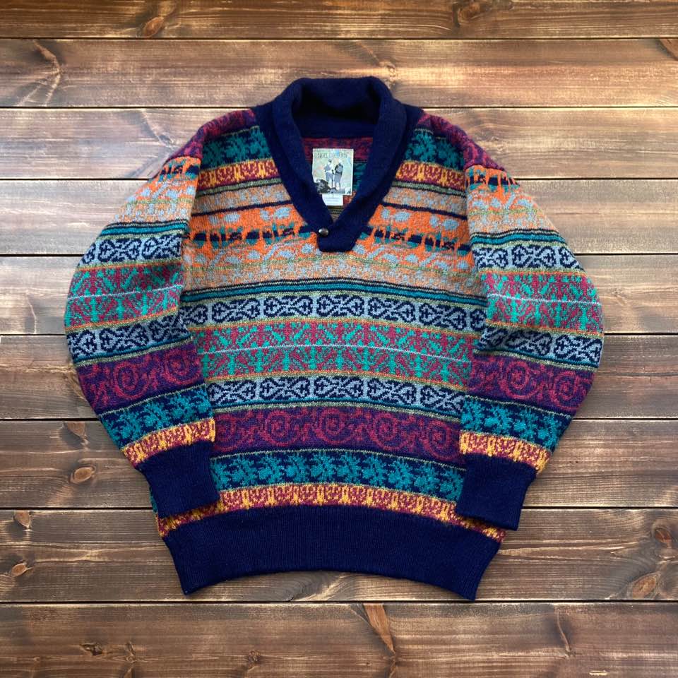 made in england Nigel cabourn fair isle shawl collar sweater 2 (100-105)