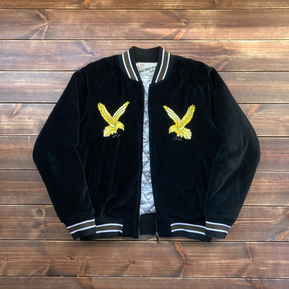 Schott n.y.c embroiderd velour jacket L (loose 100)