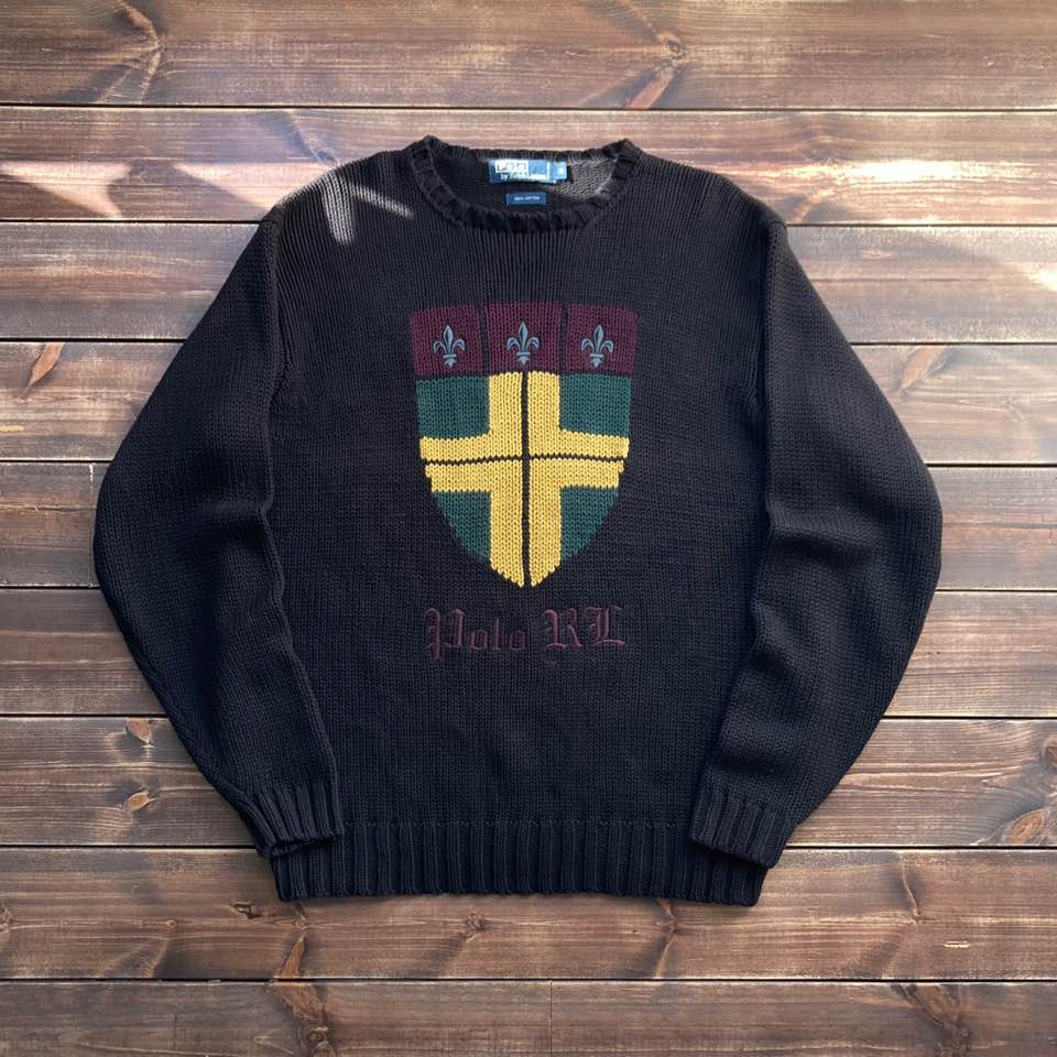 1990&#039;s Polo ralph lauren crest cotton sweater M (110)