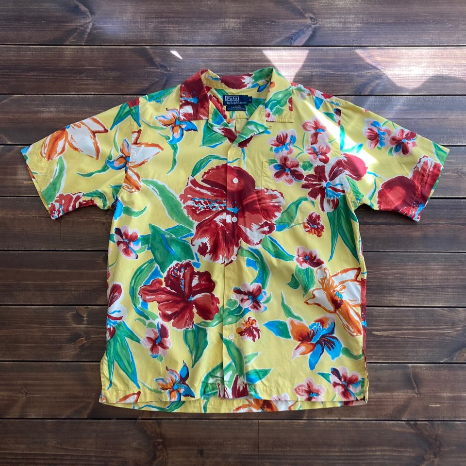 Polo ralph lauren silk blended floral shirt L (loose 105)
