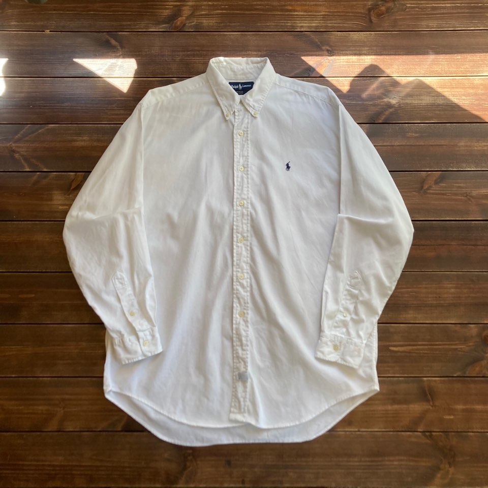 1990&#039;s made in usa Polo ralph lauren white button down shirt L (110)