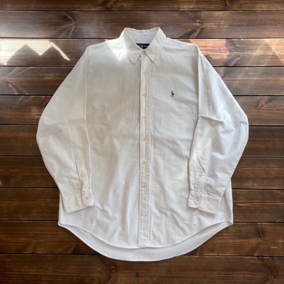 1990&#039;s Polo ralph lauren yarmouth white oxford shirt 16 1/2 (loose 105)