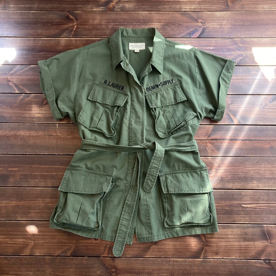 Denim &amp; supply vietnam war jungle fatigue 1/2 shirt M (105)