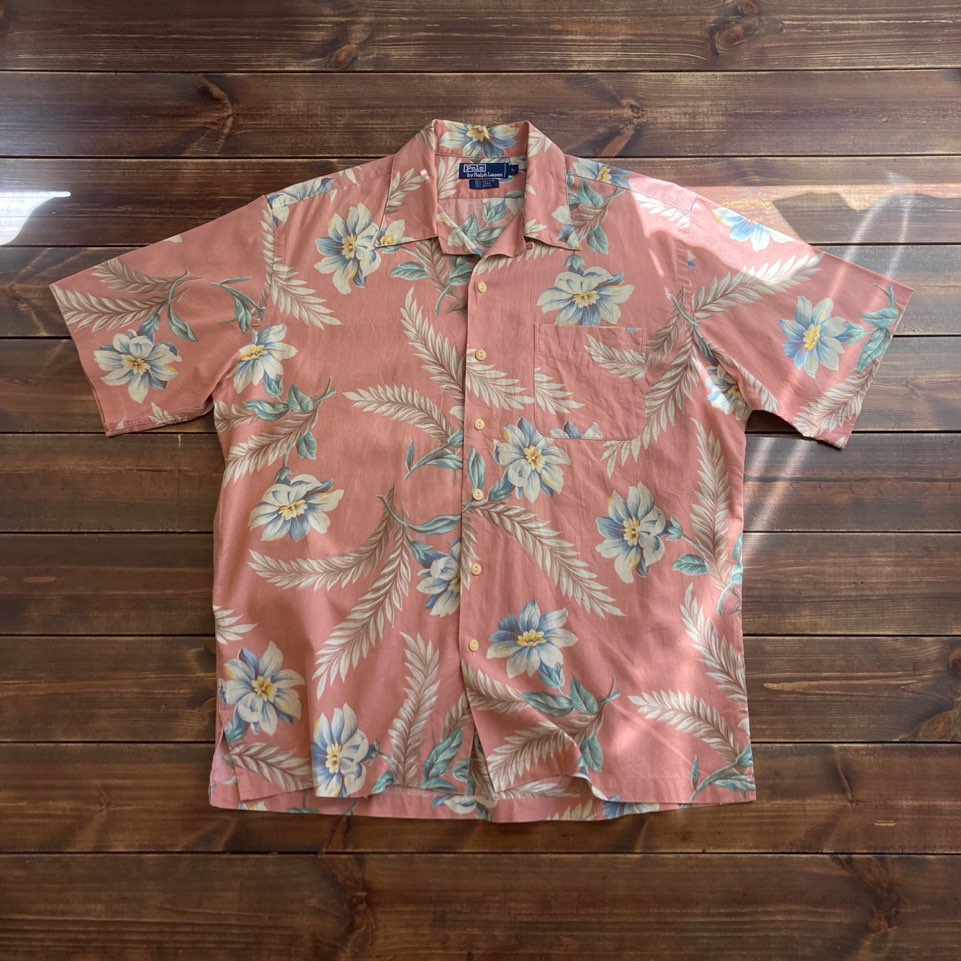 1990&#039;s Polo ralph lauren floral camp shirt L (110)