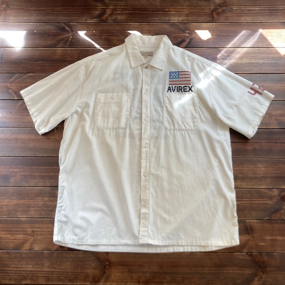 Avirex USA flag embroiderd linen shirt 4L