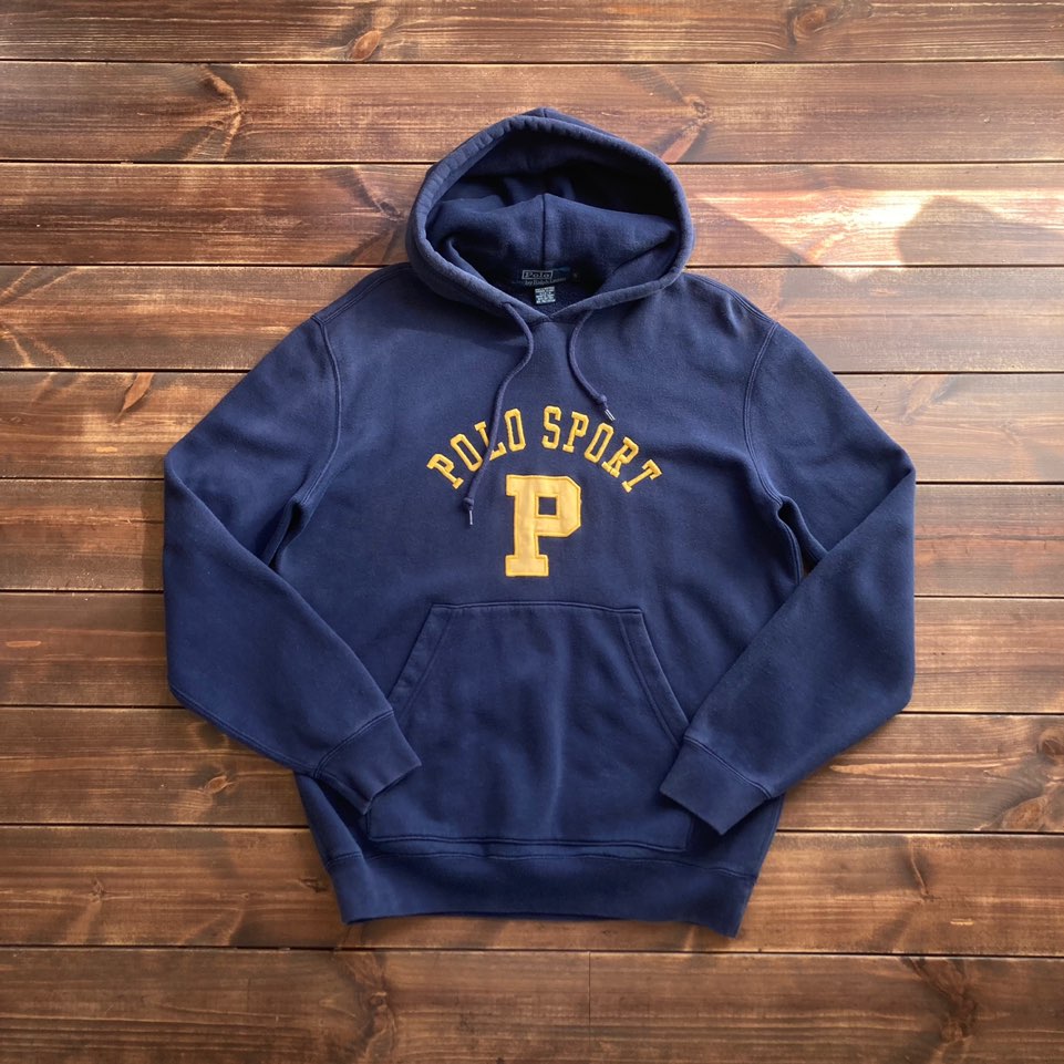 1990&#039;s made in usa Polo ralph lauren P logo embroiderd hoodie S (100-103)