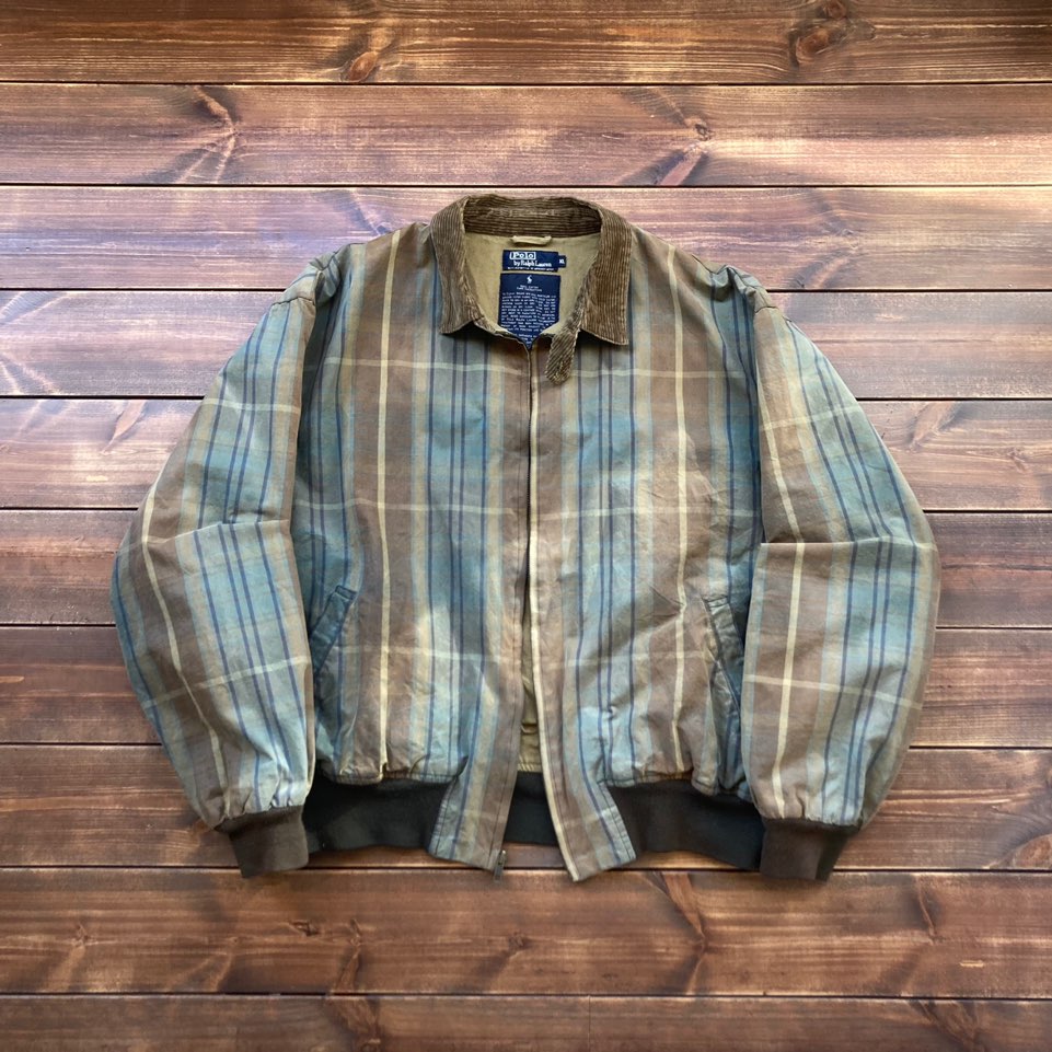 1980&#039;s Polo ralph lauren tartan check oil cloth jacket XL (105-110)